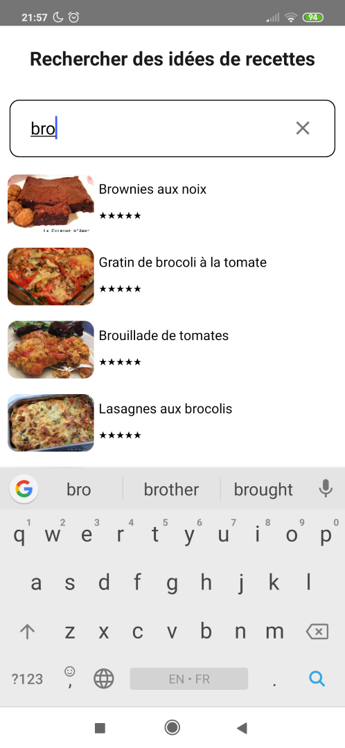 Recipe Recommendation mobile demo app: search recipes