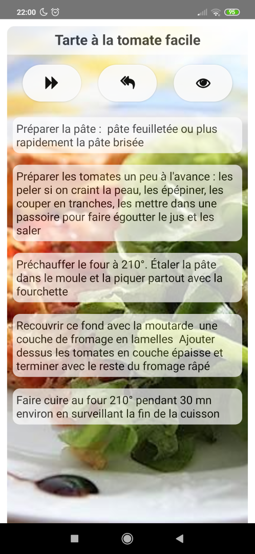 Recipe Recommendation mobile demo app: text-to-speech